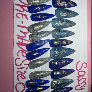Sassy Blue and Silver Press-On Nails